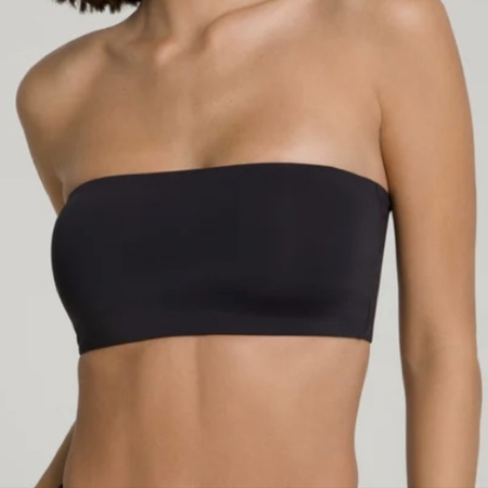 Good American Better Band Black High Shine Bandeau Top, XXS